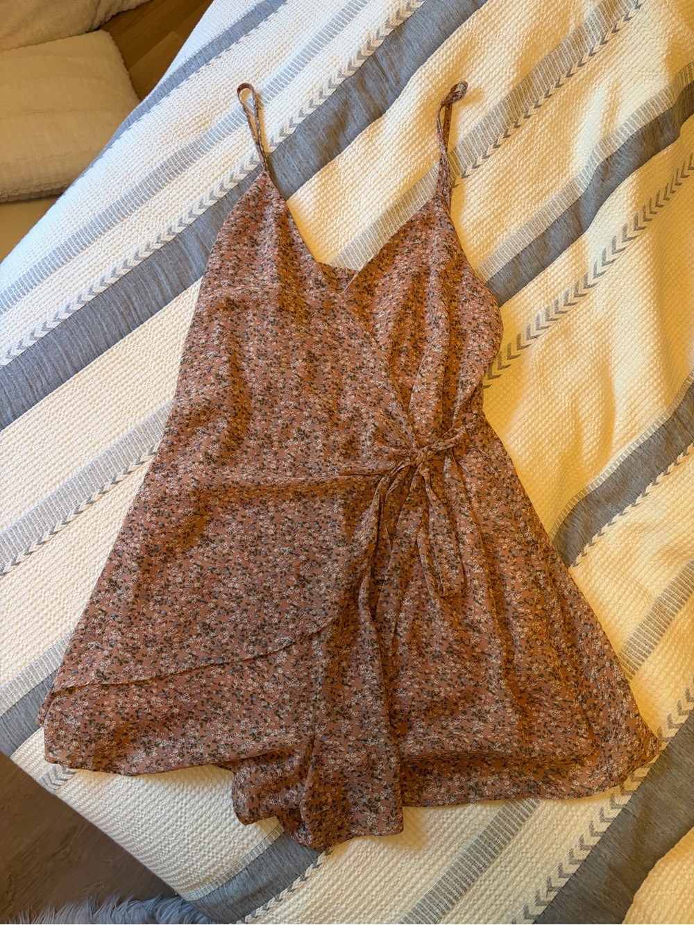 Floral Rust Tie-Waist Romper